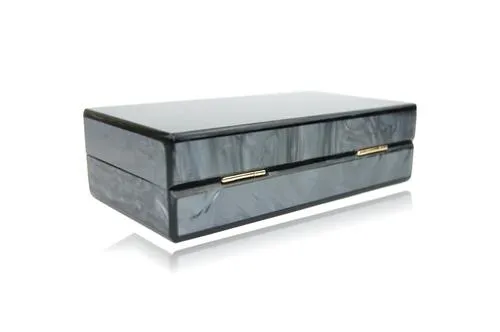 Metallic Charcoal Acrylic Box Clutch