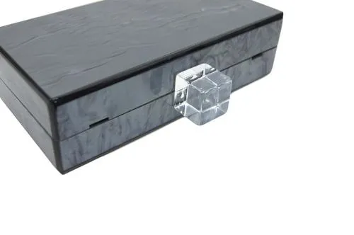 Metallic Charcoal Acrylic Box Clutch
