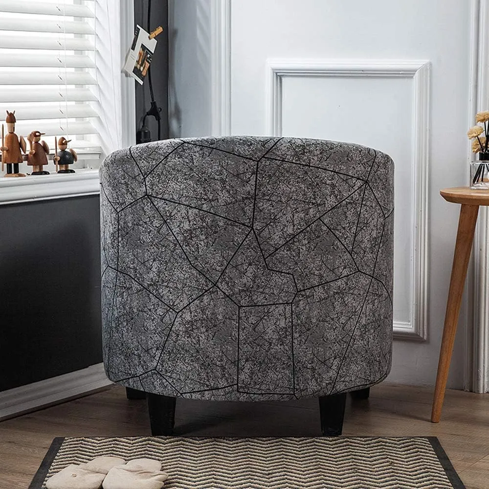 MIFXIN Club Chair Slipcover High Stretch Tub Chair Cover 1 Piece Soft Spandex Armchair Sofa Slipcover Removable Washable Couch Furniture Protector for Living Room Arm Chair Cover (Black Gray)