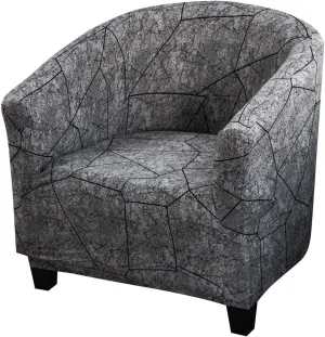 MIFXIN Club Chair Slipcover High Stretch Tub Chair Cover 1 Piece Soft Spandex Armchair Sofa Slipcover Removable Washable Couch Furniture Protector for Living Room Arm Chair Cover (Black Gray)