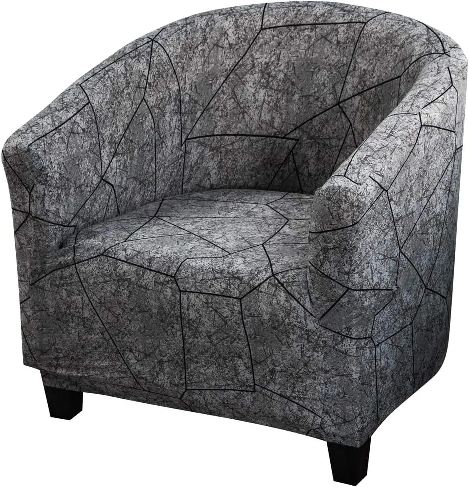 MIFXIN Club Chair Slipcover High Stretch Tub Chair Cover 1 Piece Soft Spandex Armchair Sofa Slipcover Removable Washable Couch Furniture Protector for Living Room Arm Chair Cover (Black Gray)