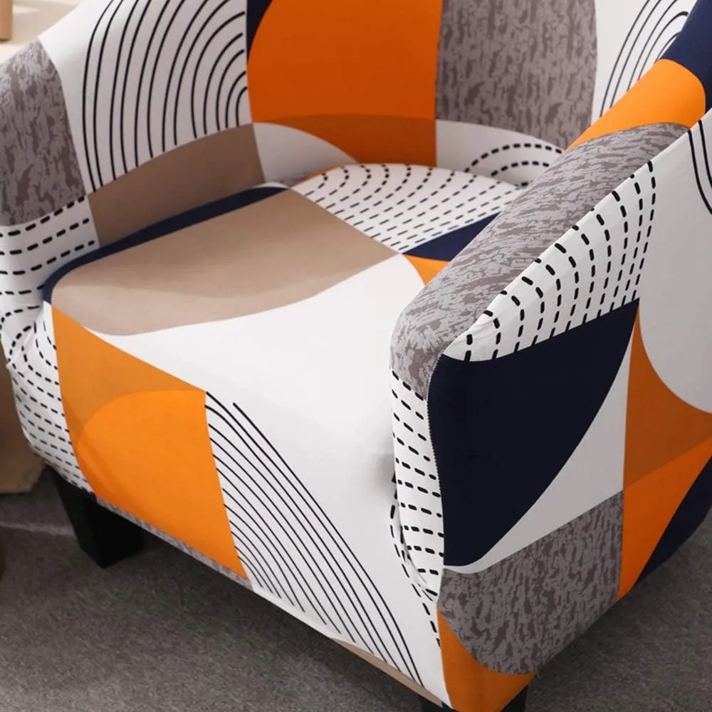MIFXIN Club Chair Slipcover High Stretch Tub Chair Cover 1 Piece Soft Spandex Armchair Sofa Slipcover Removable Washable Couch Furniture Protector for Living Room Arm Chair Cover (Orange)