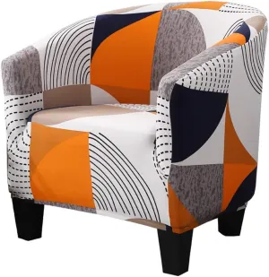 MIFXIN Club Chair Slipcover High Stretch Tub Chair Cover 1 Piece Soft Spandex Armchair Sofa Slipcover Removable Washable Couch Furniture Protector for Living Room Arm Chair Cover (Orange)