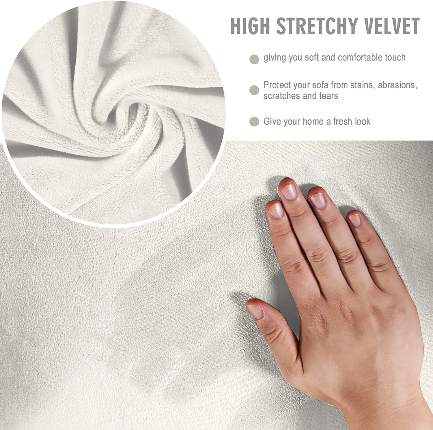MIFXIN Tub Chair Slipcover Velvet High Stretch Club Chair Cover Spandex Elastic Armchair Couch Cover Sofa Furniture Protector for Living Room Hotel Bar Counter (White)
