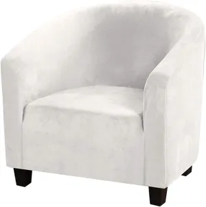 MIFXIN Tub Chair Slipcover Velvet High Stretch Club Chair Cover Spandex Elastic Armchair Couch Cover Sofa Furniture Protector for Living Room Hotel Bar Counter (White)