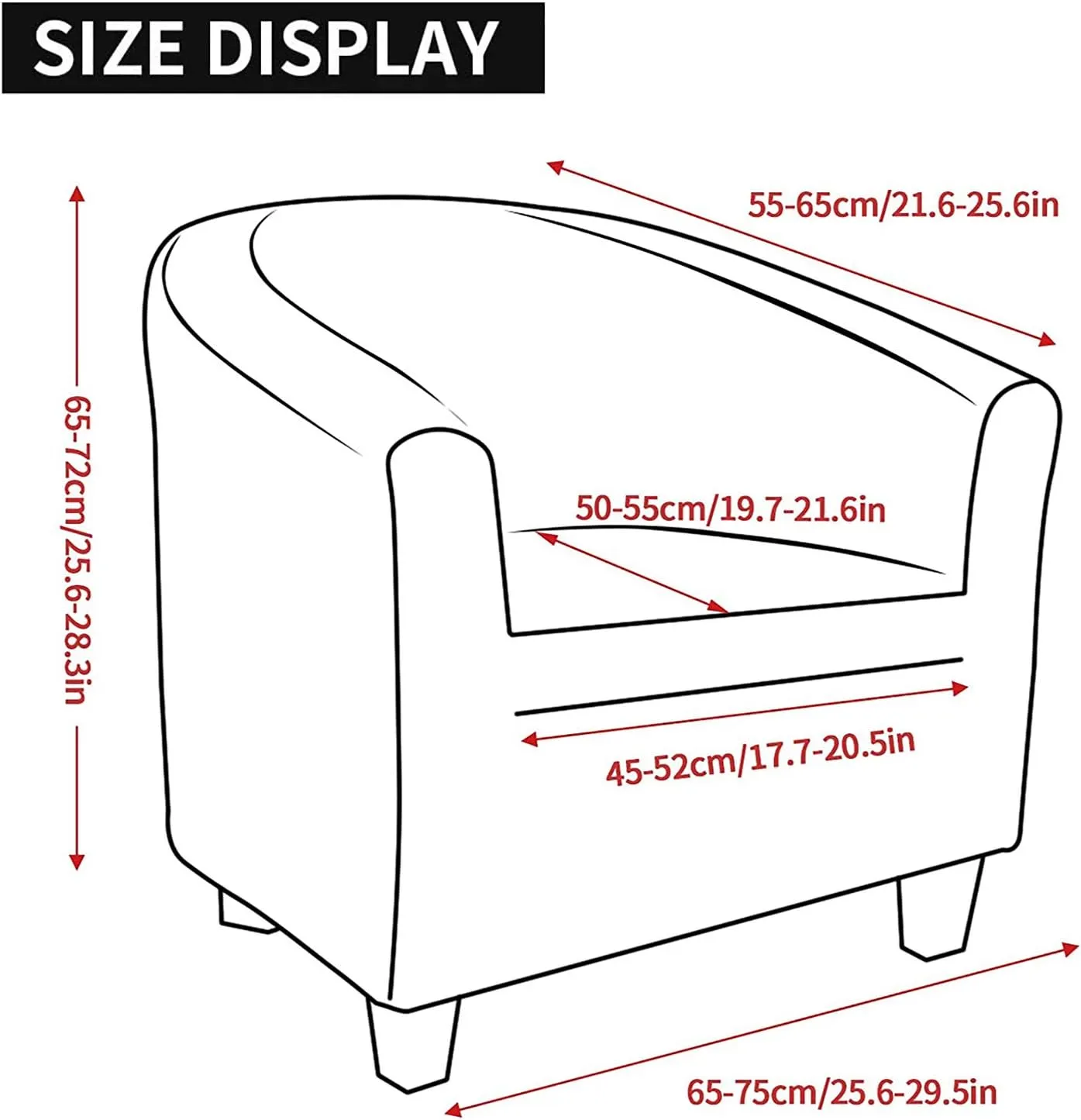 MIFXIN Tub Chair Slipcover Velvet High Stretch Club Chair Cover Spandex Elastic Armchair Couch Cover Sofa Furniture Protector for Living Room Hotel Bar Counter (White)