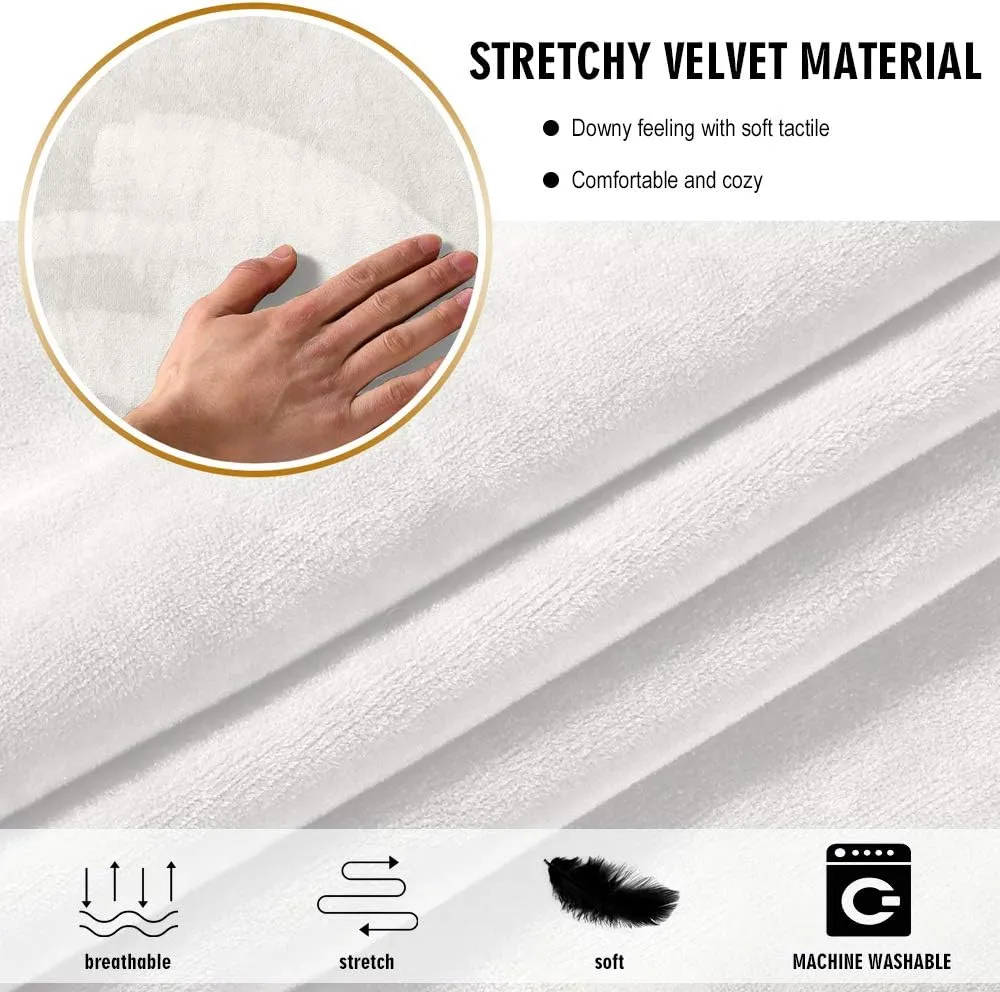 MIFXIN Tub Chair Slipcover Velvet High Stretch Club Chair Cover Spandex Elastic Armchair Couch Cover Sofa Furniture Protector for Living Room Hotel Bar Counter (White)