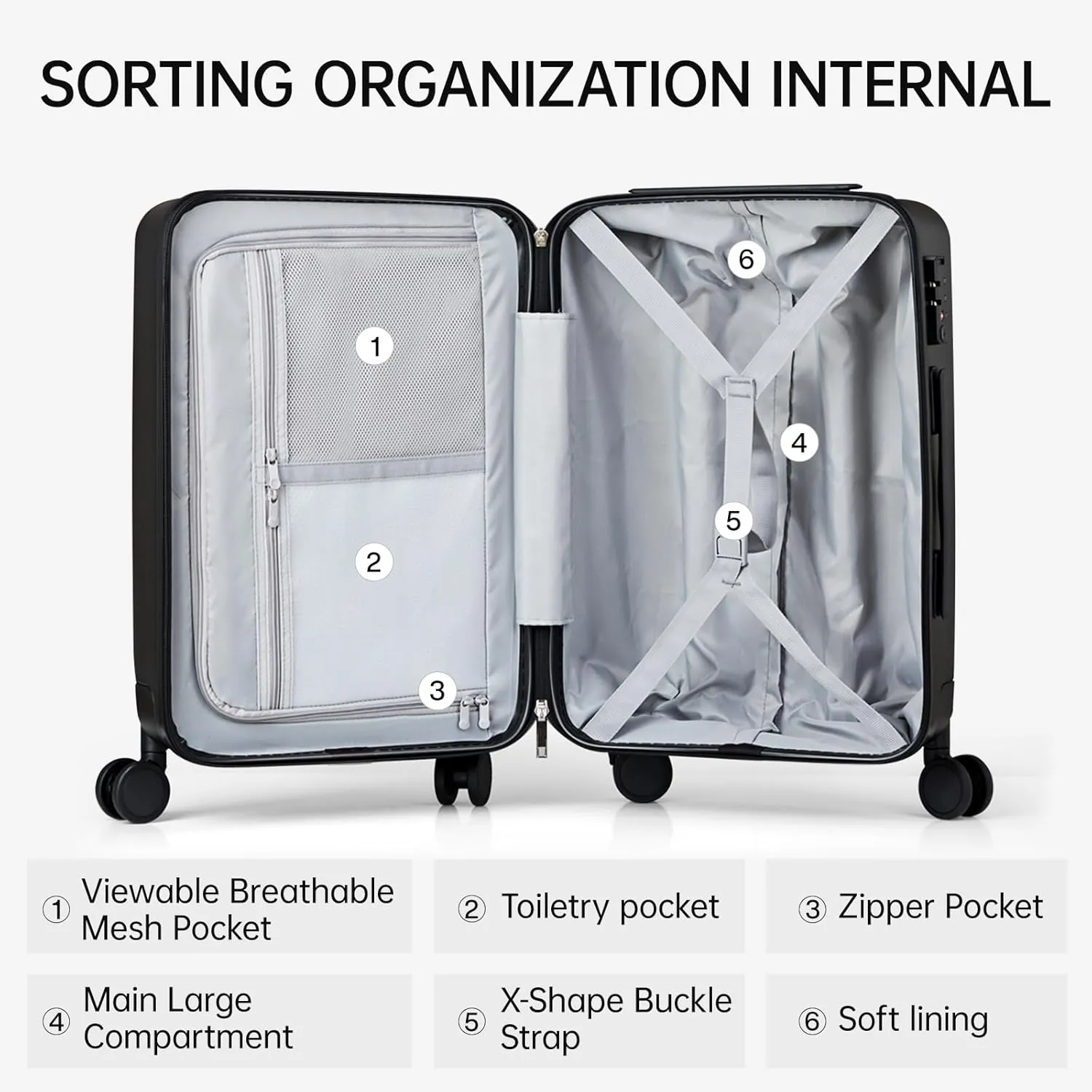 MILADA 20 Inch Carry On Luggage Airline Approved 22x14x9 Luggage Carry On Suitcase Hard Shell Suitcases with Wheels Carry on Bag Travel Luggage with TSA Lock,Grey