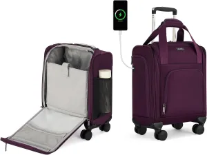 MILADA Carry On Luggage Airline Approved 16 Inch Underseat Small Suitcases with Wheels Softside Travel Luggage Carry On Mini Suitcase for Men Women Short Business and Travel, Purple