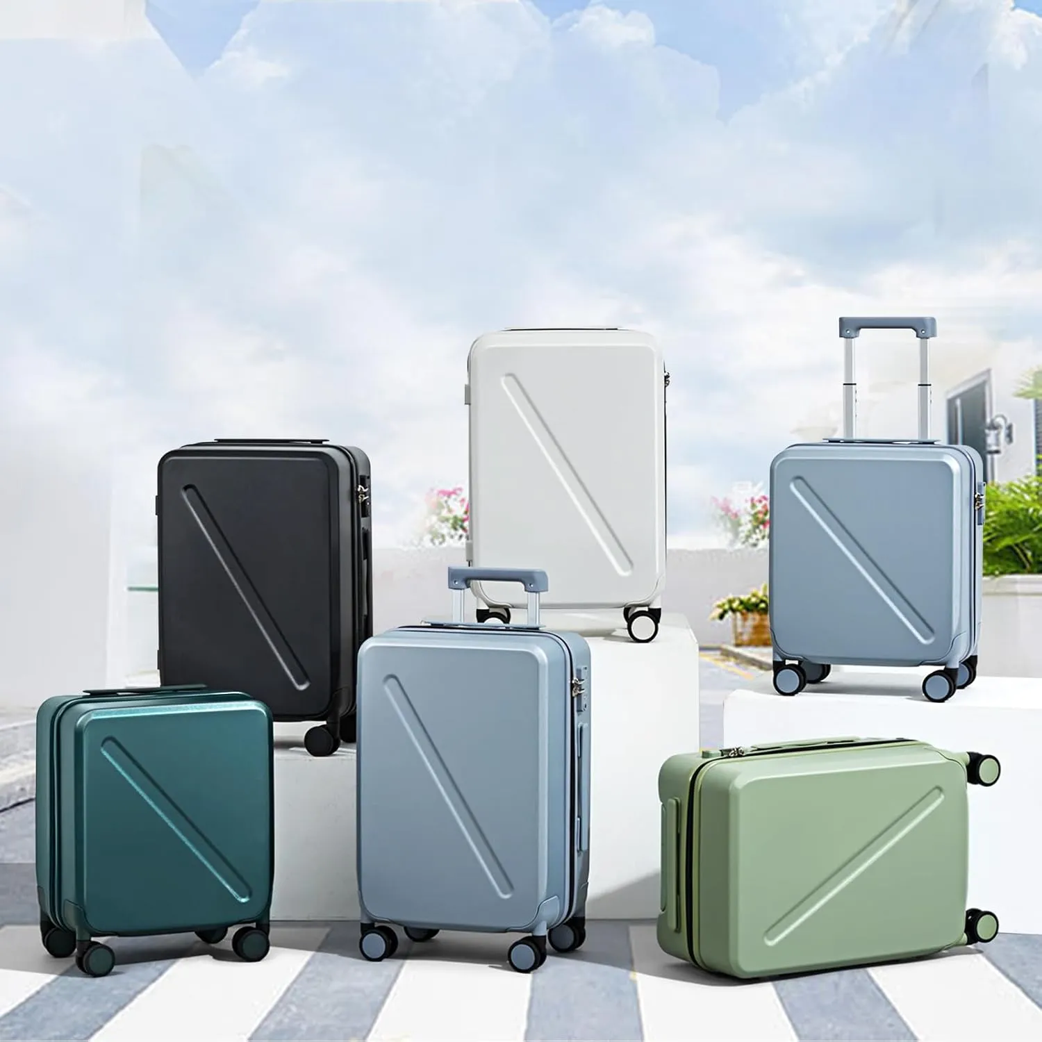 MILADA Carry On Luggage With Wheels 20 inch Carry On Suitcase Travel Luggage With TSA Approved Carry On Luggage Hard Case Luggage Carry On Bag For Women Men Business, Smoke White