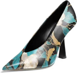 Milooey shoes Women Chic Pointed Toe Slip On Pump Sexy V Cut Stiletto High Heels Party Prom Dress Shoes Size 4-16 Us