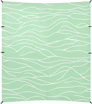 Minimalist Green Water Wave Beach Canopy UPF50 Easy Setup Outdoor Sun Shade Includes Sand Shovel, Sandbags, Stability Poles for Camping, Picnics, Backyard
