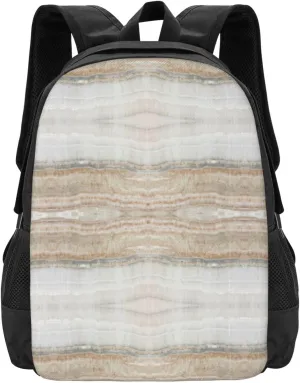 Minimalist Modern Chic Beige Tan White Grey Marble Lightweight Packable Backpack Travel Casual Hiking Daypack Foldable Backpack For Men Women