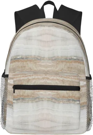 Minimalist Modern Chic Beige Tan White Grey Marble Lightweight Packable Backpack Travel Casual Hiking Daypack Foldable Backpack For Men Women