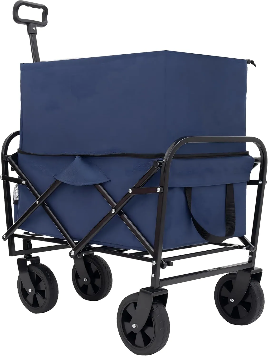 Minimeetall Extention Collapsible Foldable Wagon Cart Beach Wagon Heavy Duty Utility Cart Utility for Camping Shopping Sports Gardeing 225lbs(Ships from USA) (Blue)