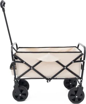 Minimeetall Extention Collapsible Foldable Wagon Cart Beach Wagon Heavy Duty Utility Cart Utility for Camping Shopping Sports Gardeing 225lbs(Ships from USA) (Cream)