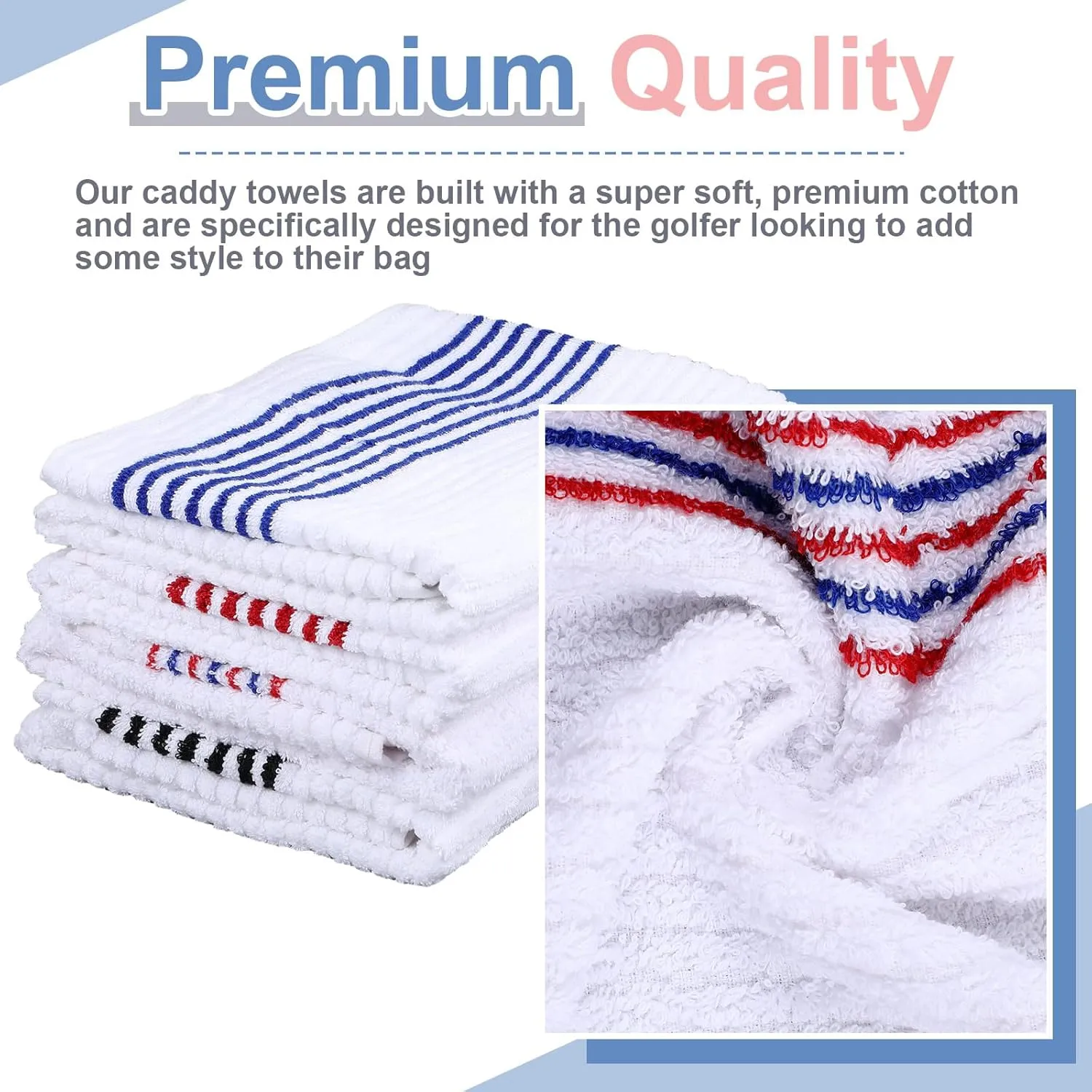 Mixweer Caddy Golf Towel 22" x 42" Large Caddy Towel Camping Sport Towels Cotton Soft Towels for Man Golf Lovers