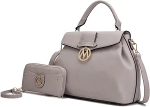 MKF Collection Satchel Bag for Women with Wristlet Wallet, Vegan Leather Top Handle Shoulder Bag Handbag Purse by Mia K