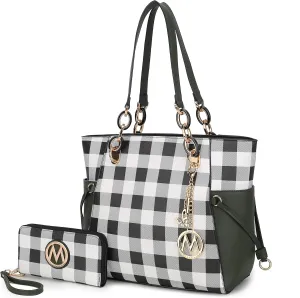 MKF Collection Women's Tote Bag With Wristlet Wallet Bag, Solid Vegan Leather Handbag Purse Set by Mia K