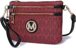 MKF Crossbody Bag for Women, Wristlet Strap – PU Leather Shoulder Handbag – Small Pocketbook Messenger Purse Black