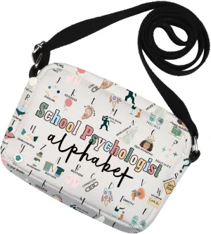 MNIGIU School Psych Gift Thank You Gift Graduation Gift School Psychologist Alphabet Crossbody Bag for Counselor Therapist