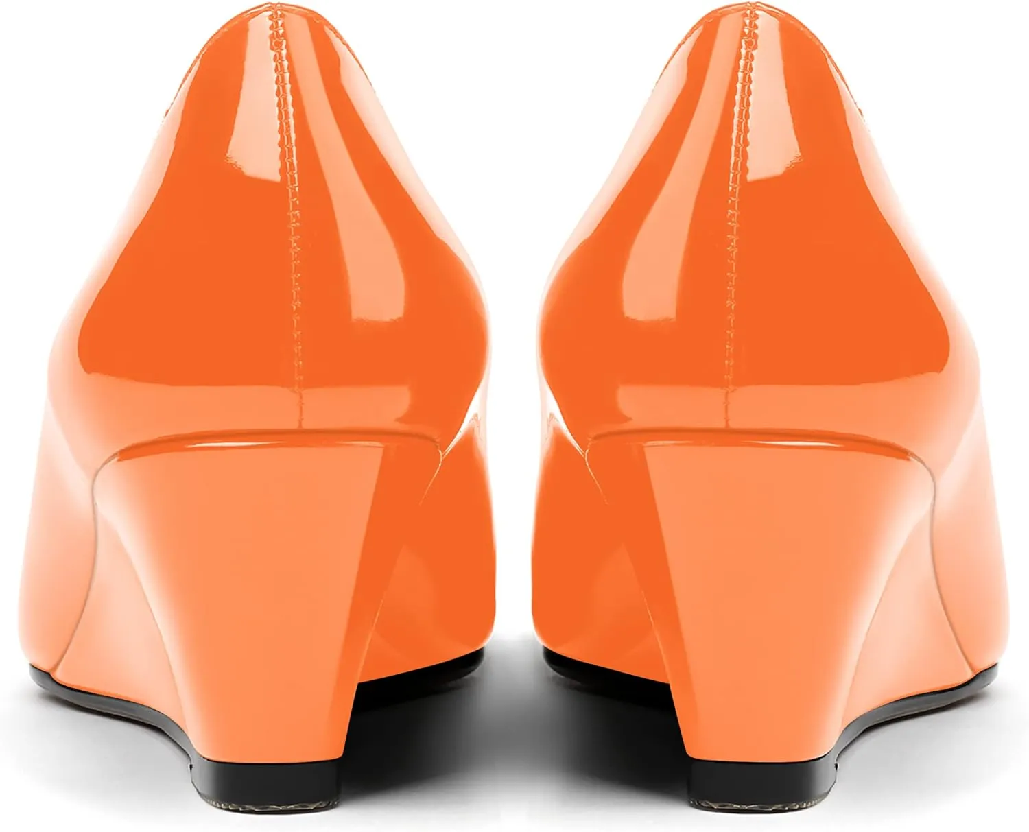 MODENCOCO Women's Slip On Pointed Toe Bow Patent Wedge Low Heel Pumps Evening Wedding Party Dress Shoes 2 Inch