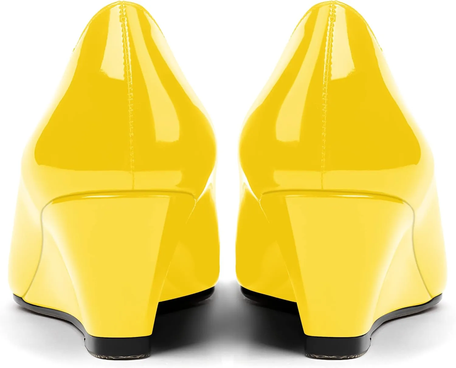 MODENCOCO Women's Slip On Pointed Toe Bow Patent Wedge Low Heel Pumps Evening Wedding Party Dress Shoes 2 Inch