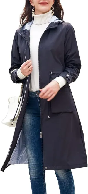 MODFUL Womens lightweight Jackets Waterproof Rain Jacket Windbreaker Outdoor Trench Coats With Hood