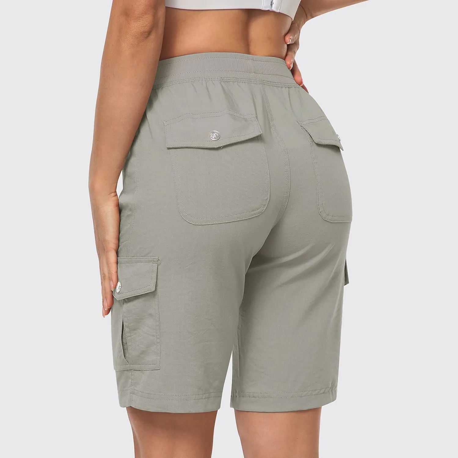 MoFiz Women's 10" Hiking Cargo Shorts 6 Pockets Lightweight Quick Dry Outdoor Running Athletic Short Summer Travel Loose