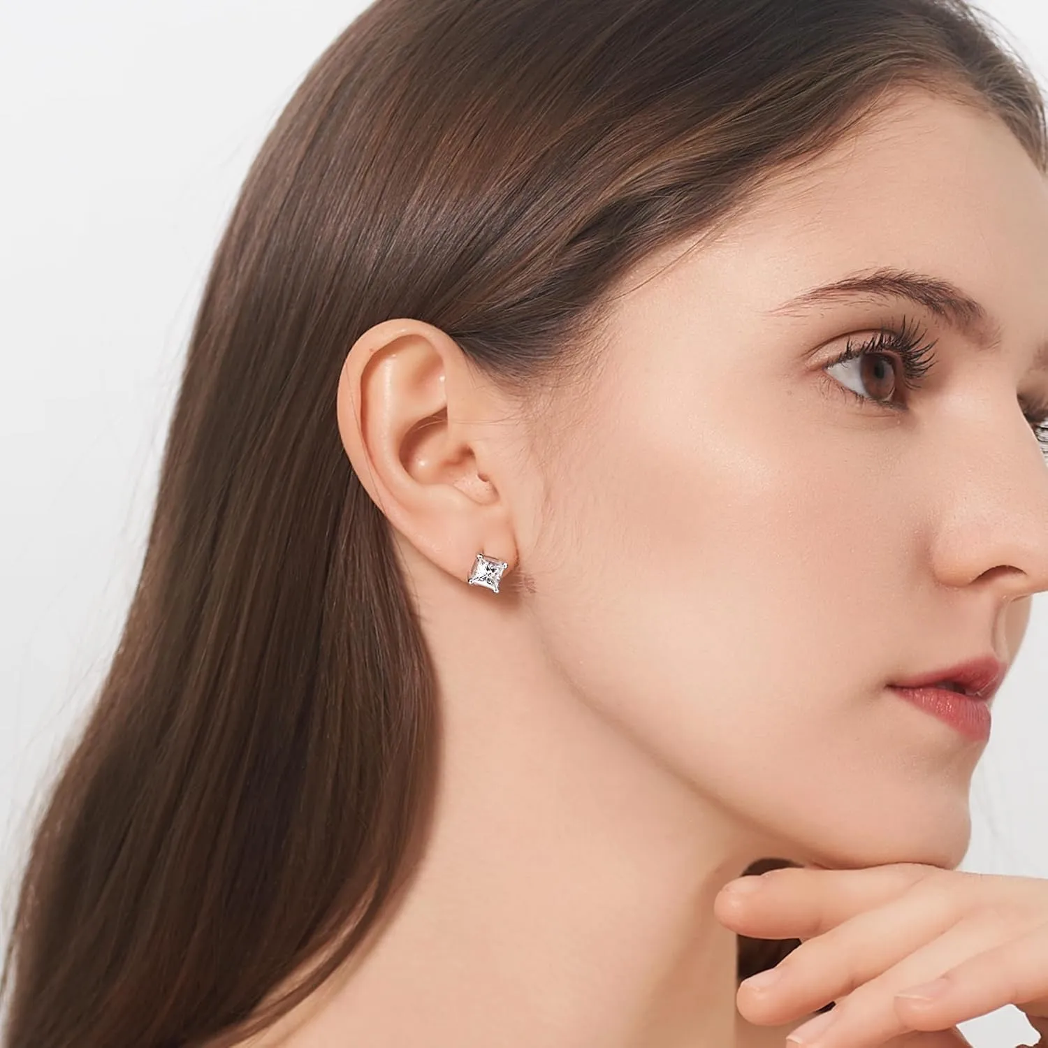 Moissanite Earrings Studs 1ct-3ct for Women/Men, 925 Sterling Silver with 18K White Gold Plated Hypoallergenic Flat Screw Back Birthday Gifts for Women Girlfriend Wife Engagement Jewelry