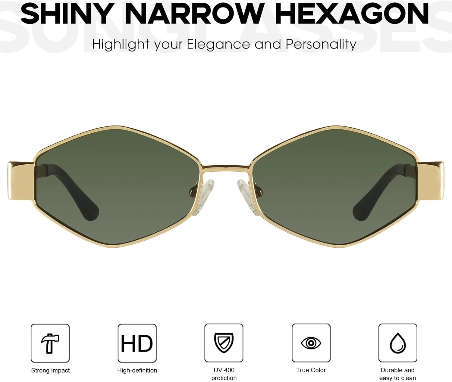 mosanana Trendy Hexagon Metal Sunglasses for Women Small Retro Style MS52475