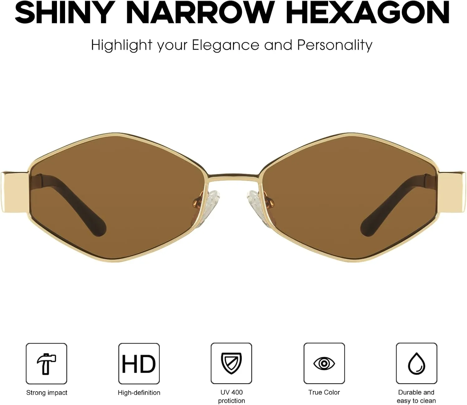 mosanana Trendy Hexagon Metal Sunglasses for Women Small Retro Style MS52475