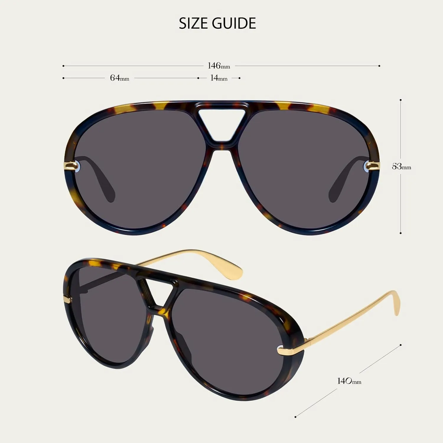 mosanana Trendy Oversized Aviator Sunglasses for Women Retro Style MS52478
