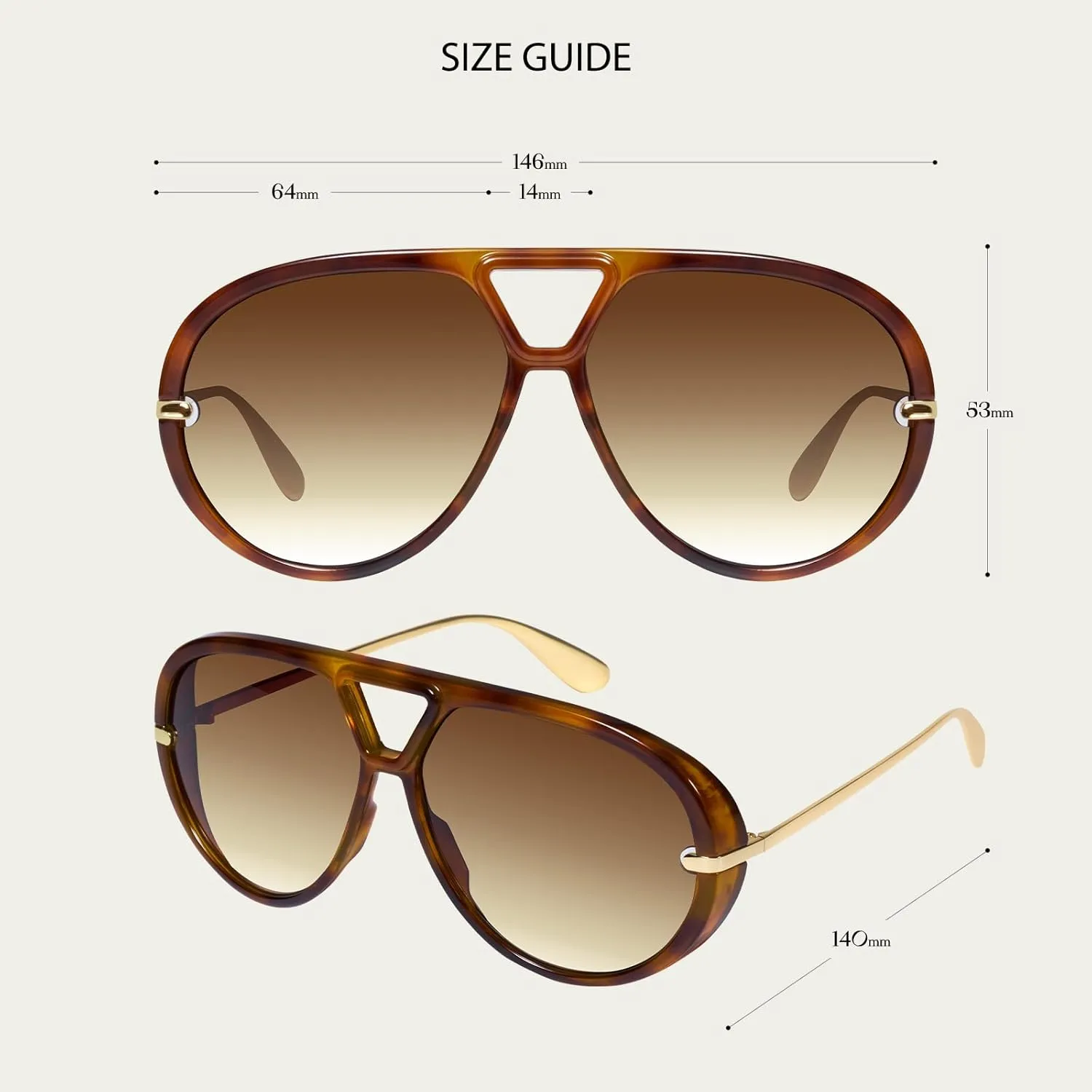 mosanana Trendy Oversized Aviator Sunglasses for Women Retro Style MS52478