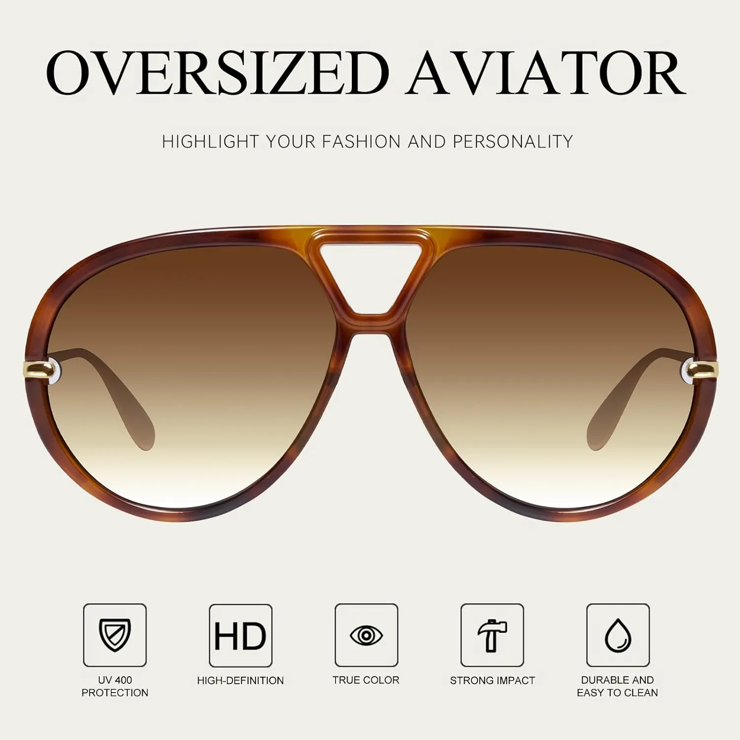 mosanana Trendy Oversized Aviator Sunglasses for Women Retro Style MS52478