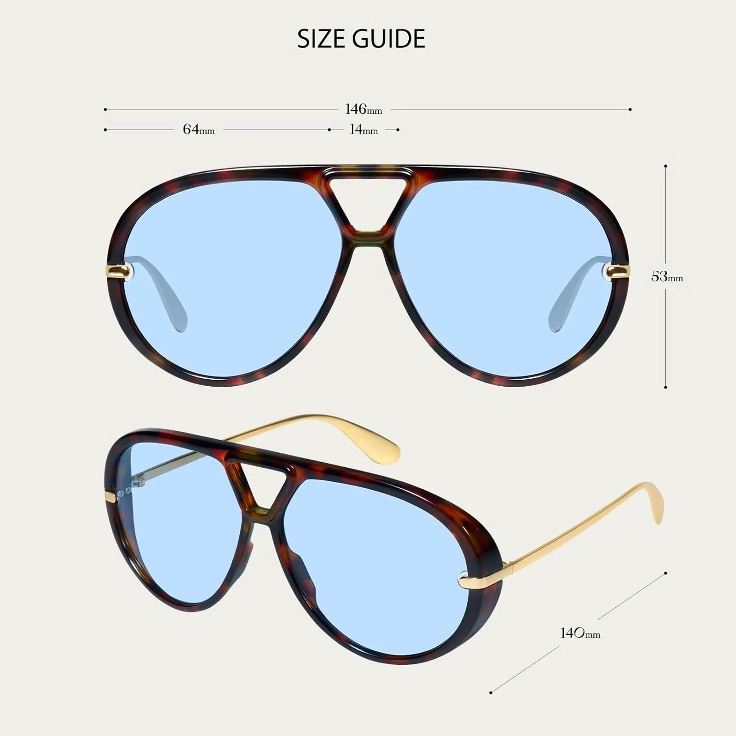 mosanana Trendy Oversized Aviator Sunglasses for Women Retro Style MS52478