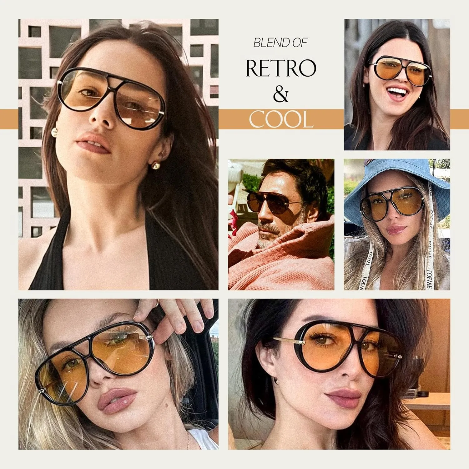 mosanana Trendy Oversized Aviator Sunglasses for Women Retro Style MS52478