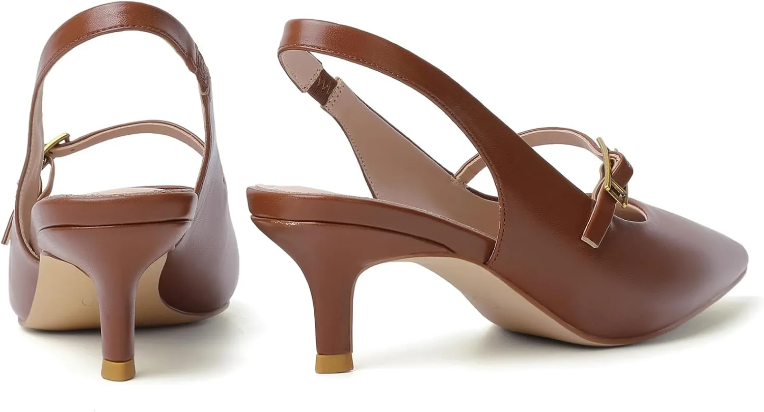 Mostrin Kitten Heels for Women Slingback Heels Pointed Closed Toe Heels Slip On Dress Pumps Shoes Low Women's Pumps for Dating Party Working