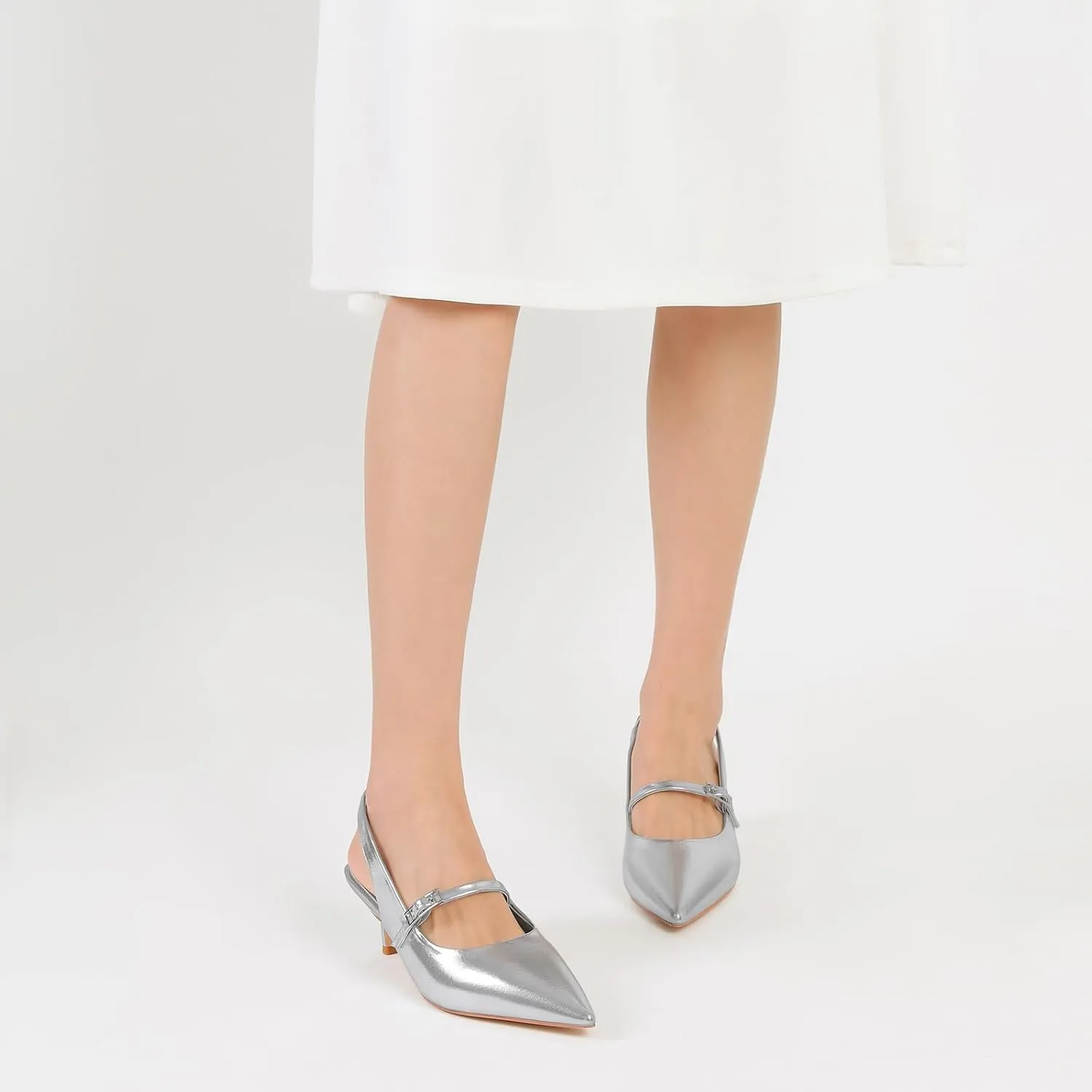 Mostrin Kitten Heels for Women Slingback Heels Pointed Closed Toe Heels Slip On Dress Pumps Shoes Low Women's Pumps for Dating Party Working