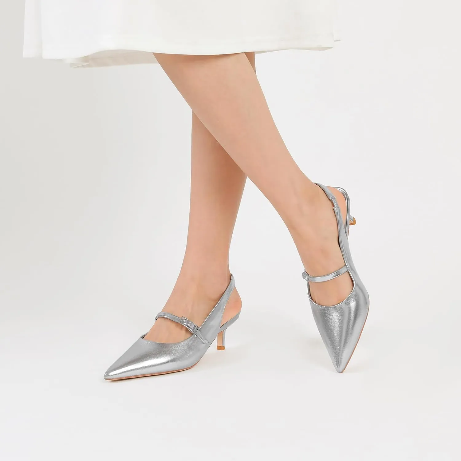 Mostrin Kitten Heels for Women Slingback Heels Pointed Closed Toe Heels Slip On Dress Pumps Shoes Low Women's Pumps for Dating Party Working