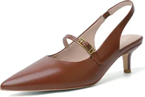 Mostrin Kitten Heels for Women Slingback Heels Pointed Closed Toe Heels Slip On Dress Pumps Shoes Low Women's Pumps for Dating Party Working