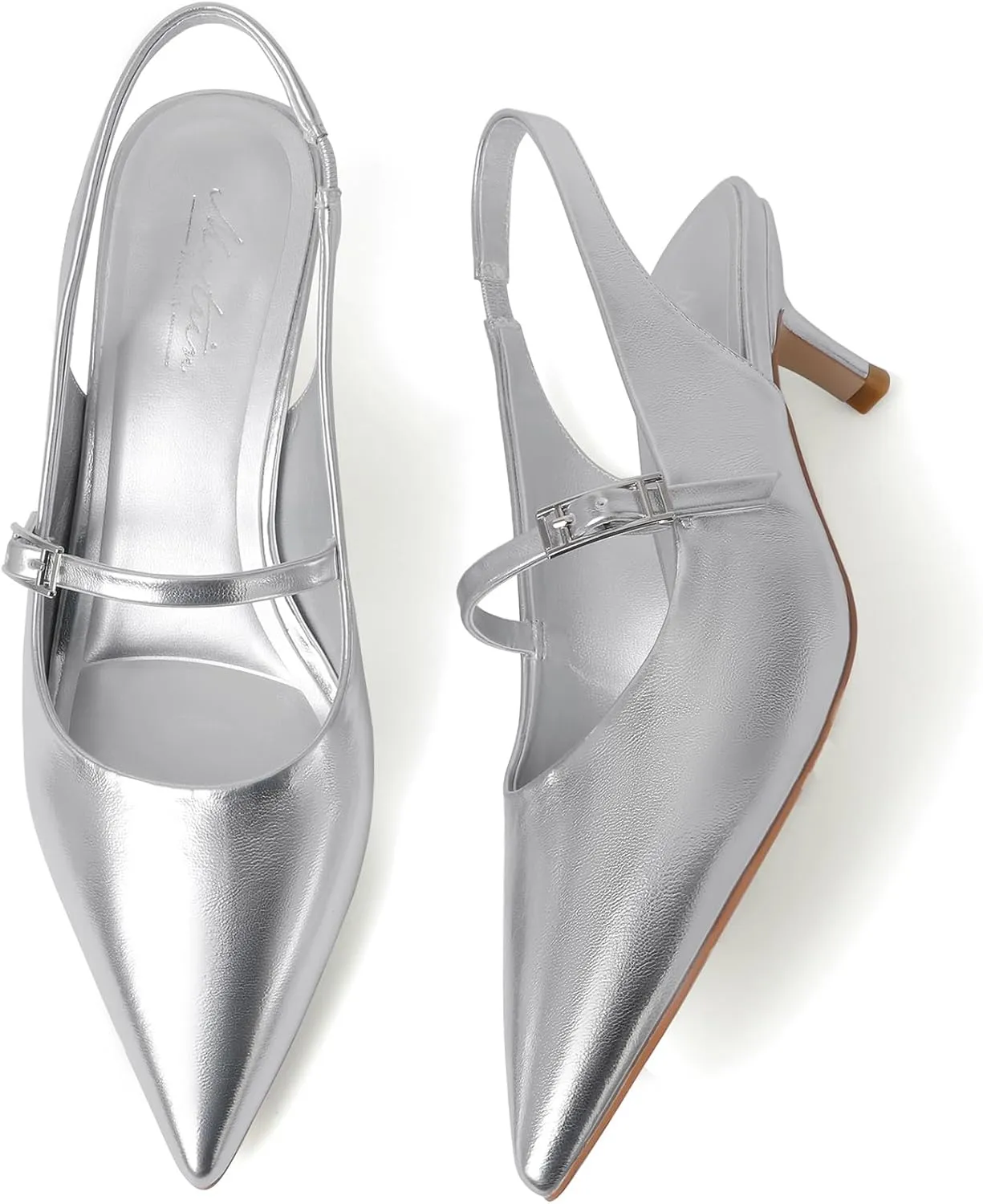 Mostrin Kitten Heels for Women Slingback Heels Pointed Closed Toe Heels Slip On Dress Pumps Shoes Low Women's Pumps for Dating Party Working