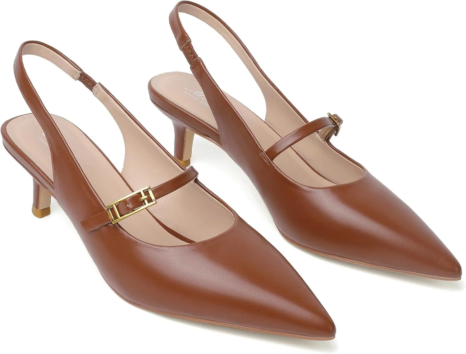 Mostrin Kitten Heels for Women Slingback Heels Pointed Closed Toe Heels Slip On Dress Pumps Shoes Low Women's Pumps for Dating Party Working