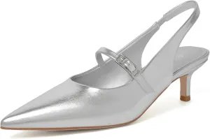Mostrin Kitten Heels for Women Slingback Heels Pointed Closed Toe Heels Slip On Dress Pumps Shoes Low Women's Pumps for Dating Party Working