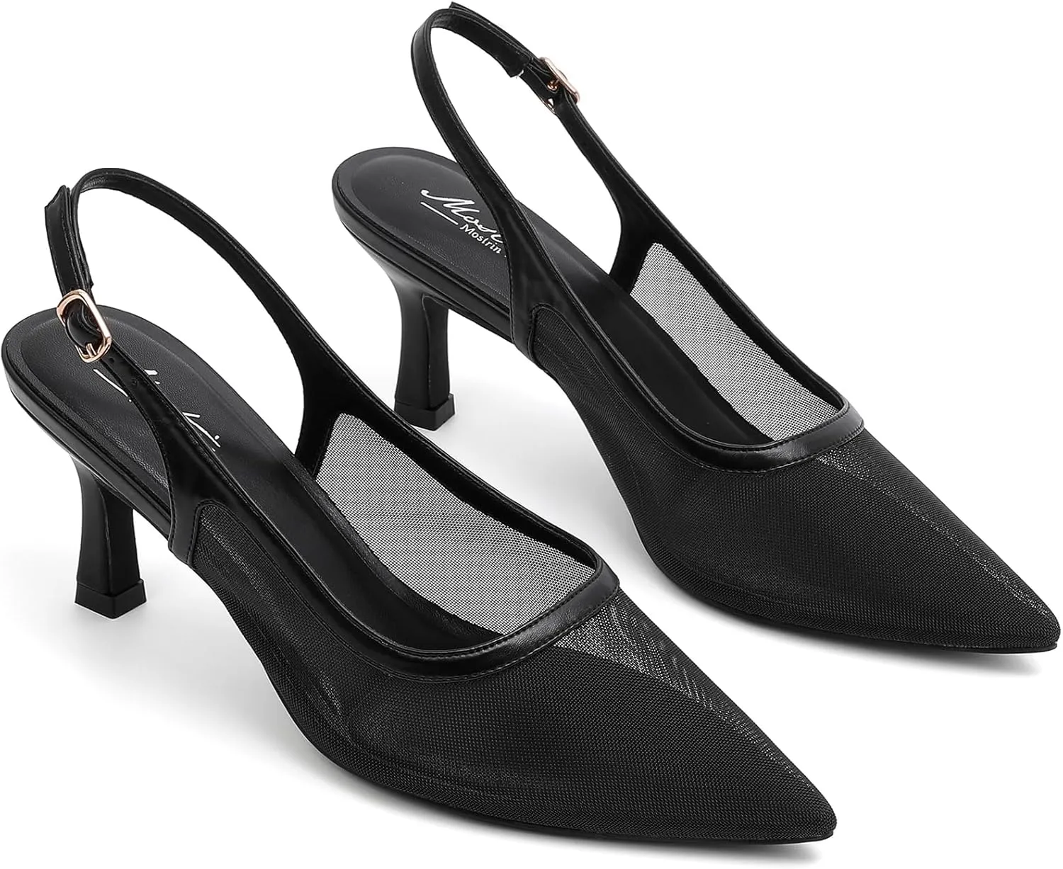 Mostrin Kitten Heels for Women Slingback Pointed Closed Toe Heels Women's Pumps Shoes for Wedding, Party, Commuting