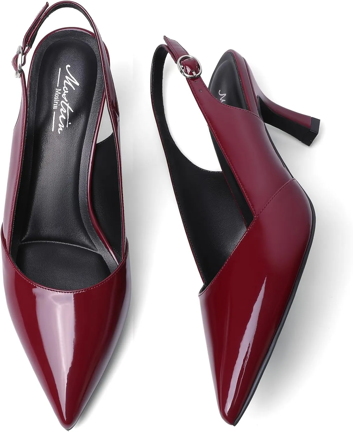 Mostrin Kitten Heels for Women Slingback Pointed Closed Toe Heels Women's Pumps Shoes for Wedding, Party, Commuting