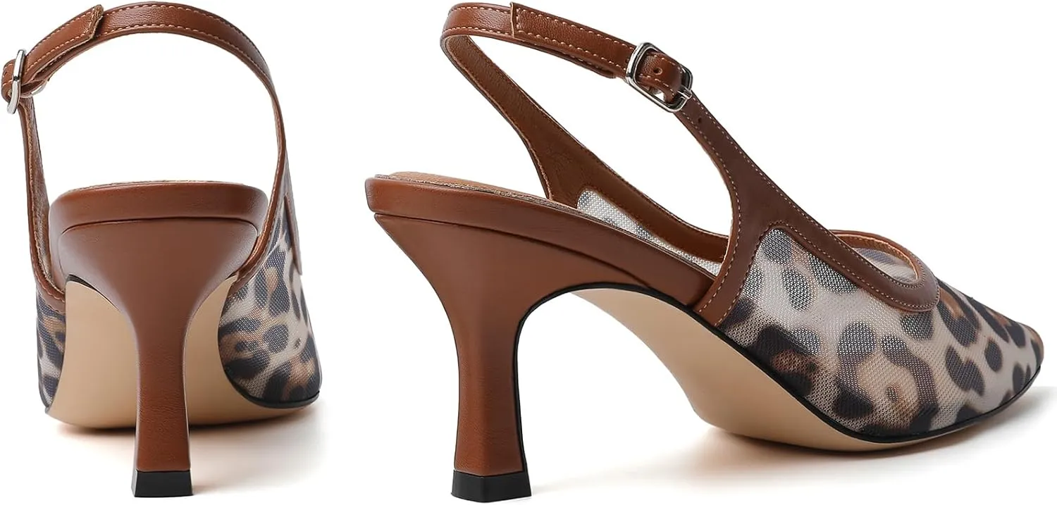 Mostrin Kitten Heels for Women Slingback Pointed Closed Toe Heels Women's Pumps Shoes for Wedding, Party, Commuting