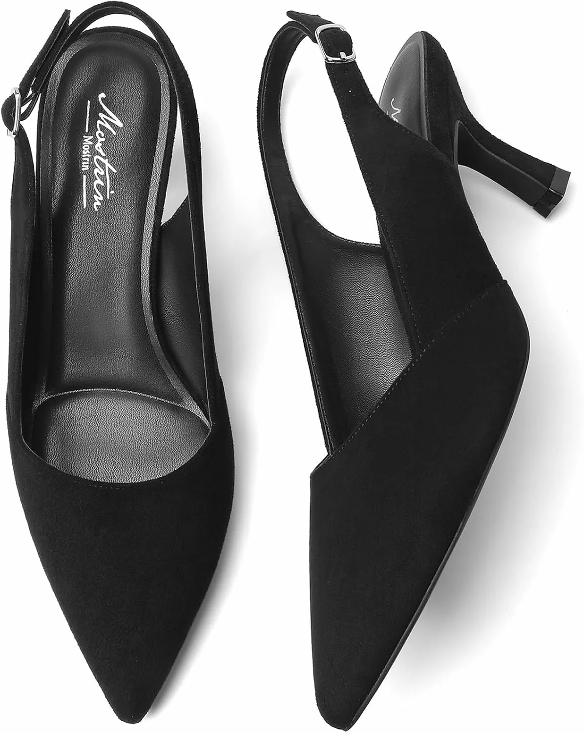 Mostrin Kitten Heels for Women Slingback Pointed Closed Toe Heels Women's Pumps Shoes for Wedding, Party, Commuting