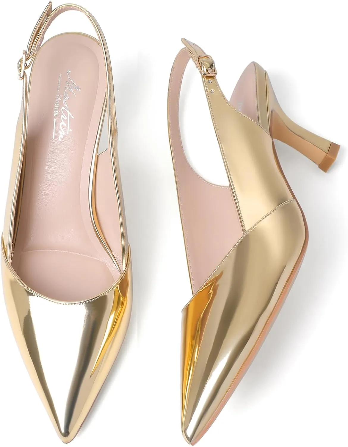 Mostrin Kitten Heels for Women Slingback Pointed Closed Toe Heels Women's Pumps Shoes for Wedding, Party, Commuting