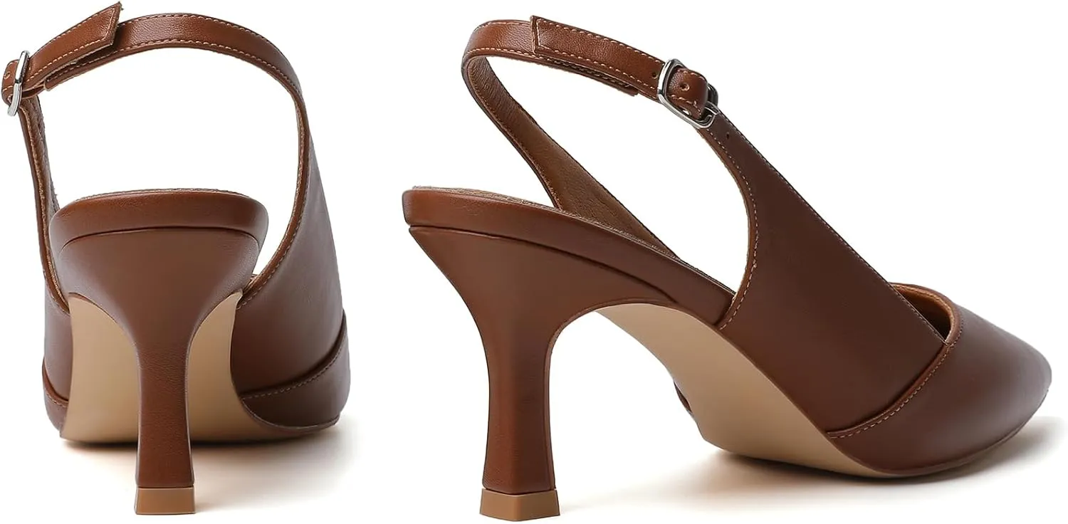 Mostrin Kitten Heels for Women Slingback Pointed Closed Toe Heels Women's Pumps Shoes for Wedding, Party, Commuting